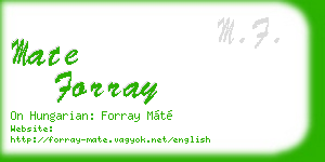 mate forray business card