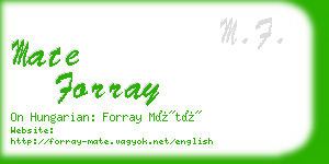 mate forray business card